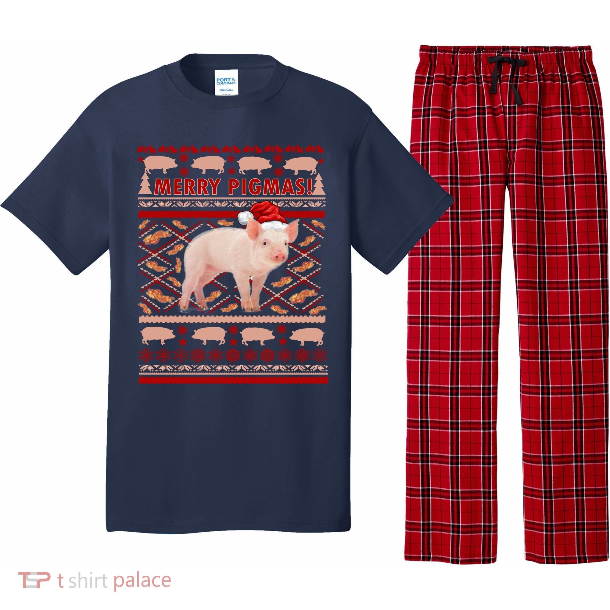 Merry Pigmas Christmas Pig Ugly Sweater Pajama Set