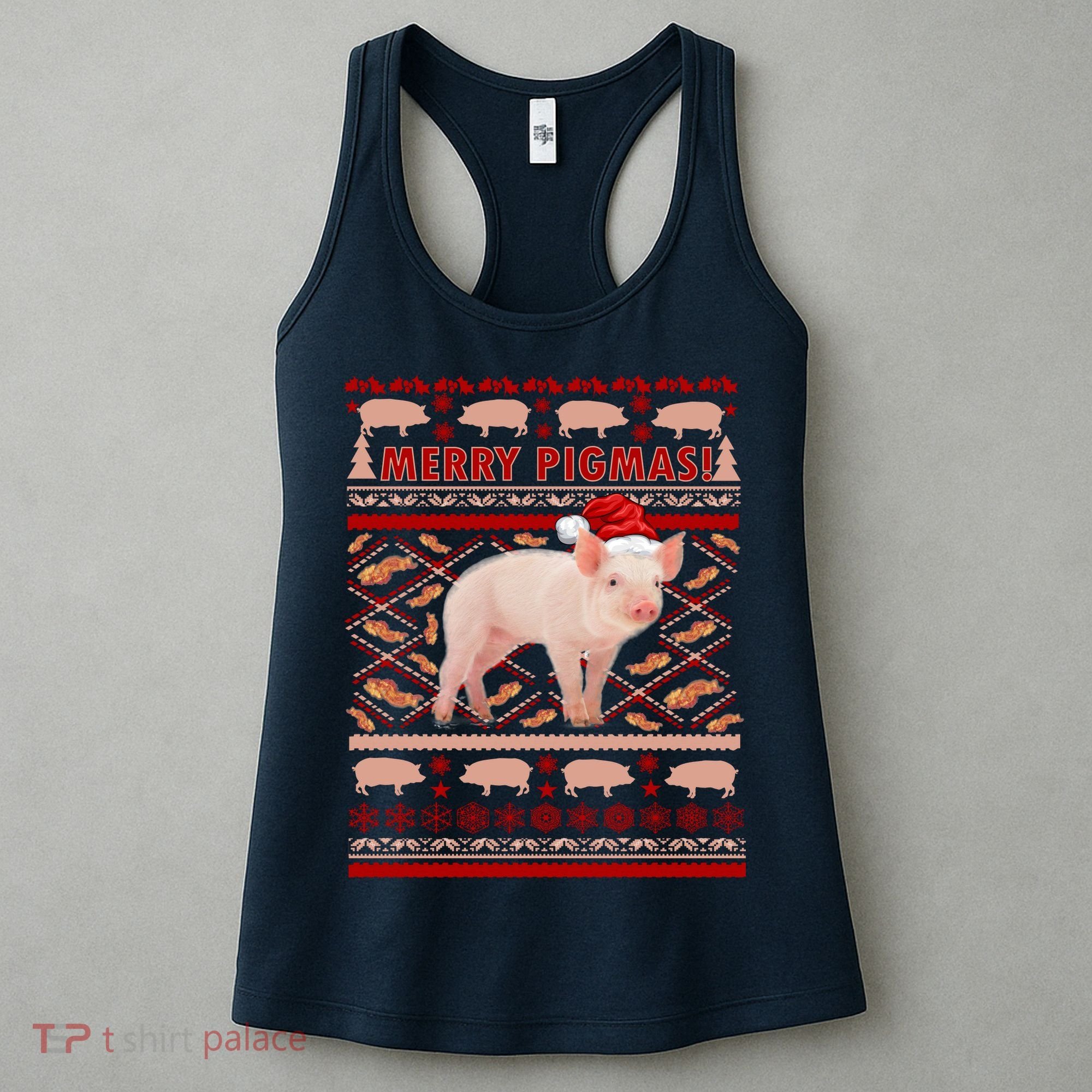 Merry Pigmas Christmas Pig Ugly Sweater Women's Tank Top