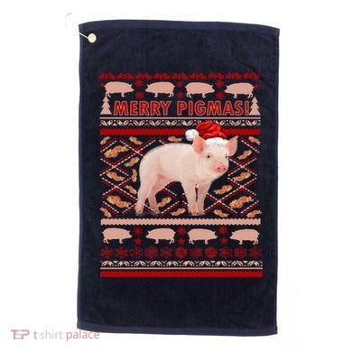 Merry Pigmas Christmas Pig Ugly Sweater Golf Towel