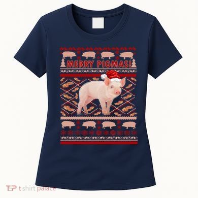 Merry Pigmas Christmas Pig Ugly Sweater Women's T-Shirt