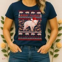 Merry Pigmas Christmas Pig Ugly Sweater Women's T-Shirt thumb 2