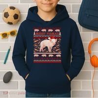 Merry Pigmas Christmas Pig Ugly Sweater Kids Hoodie thumb 2