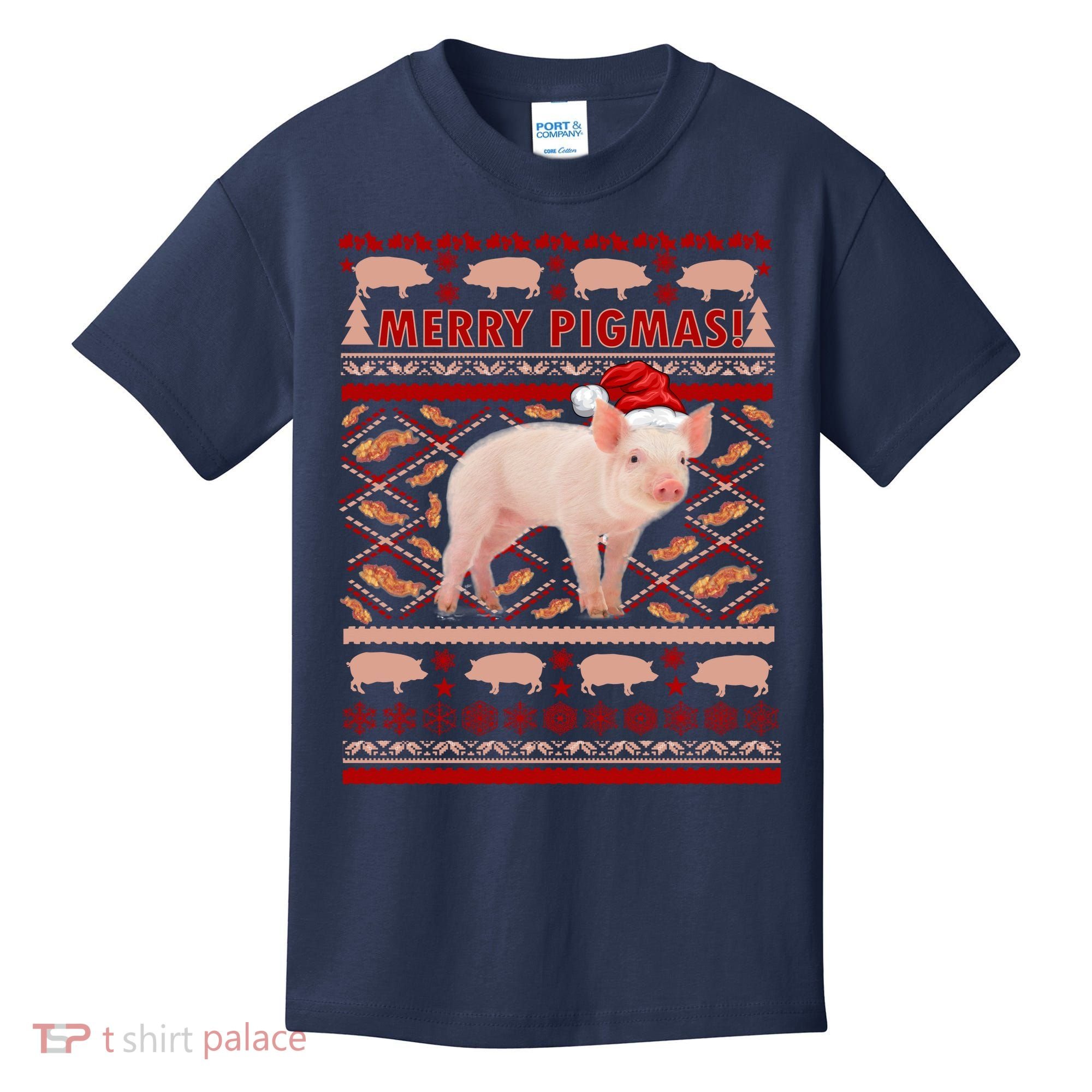 Merry Pigmas Christmas Pig Ugly Sweater Kids T-Shirt