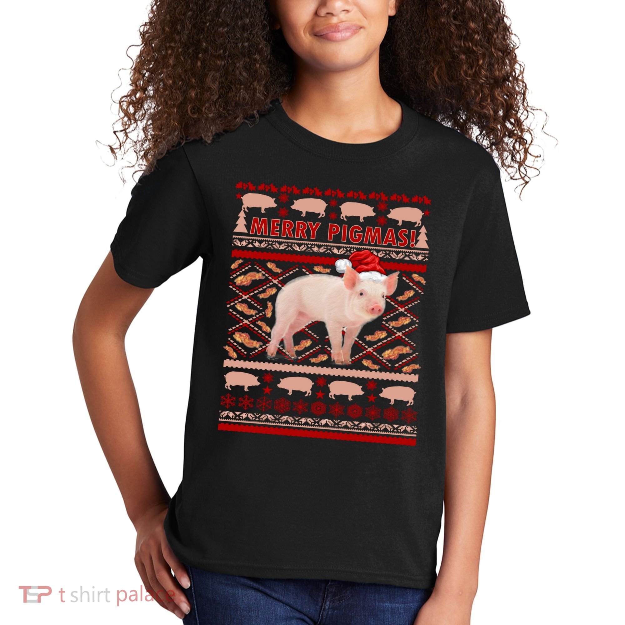 Merry Pigmas Christmas Pig Ugly Sweater Kids T-Shirt