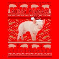 Merry Pigmas Christmas Pig Ugly Sweater Santa Hat thumb 1