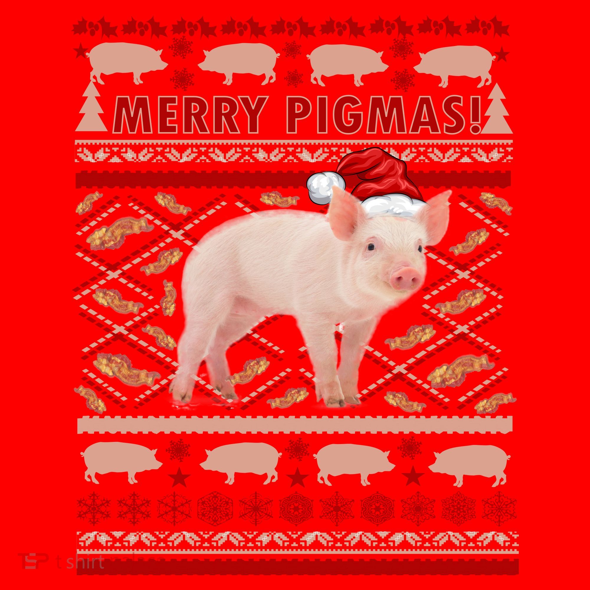 Merry Pigmas Christmas Pig Ugly Sweater Santa Hat