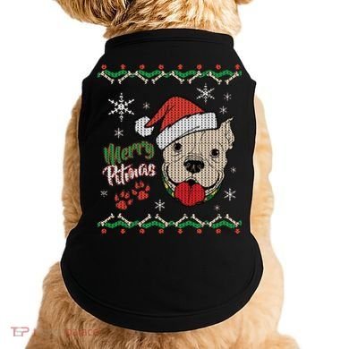 Merry Pitmas Ugly Christmas Sweater Doggie Tank