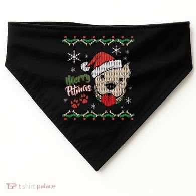 Merry Pitmas Ugly Christmas Sweater USA-Made Doggie Bandana
