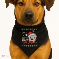 Merry Pitmas Ugly Christmas Sweater USA-Made Doggie Bandana thumb 1