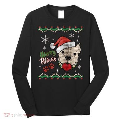 Merry Pitmas Ugly Christmas Sweater Long Sleeve Shirt