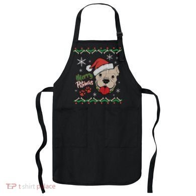 Merry Pitmas Ugly Christmas Sweater Apron
