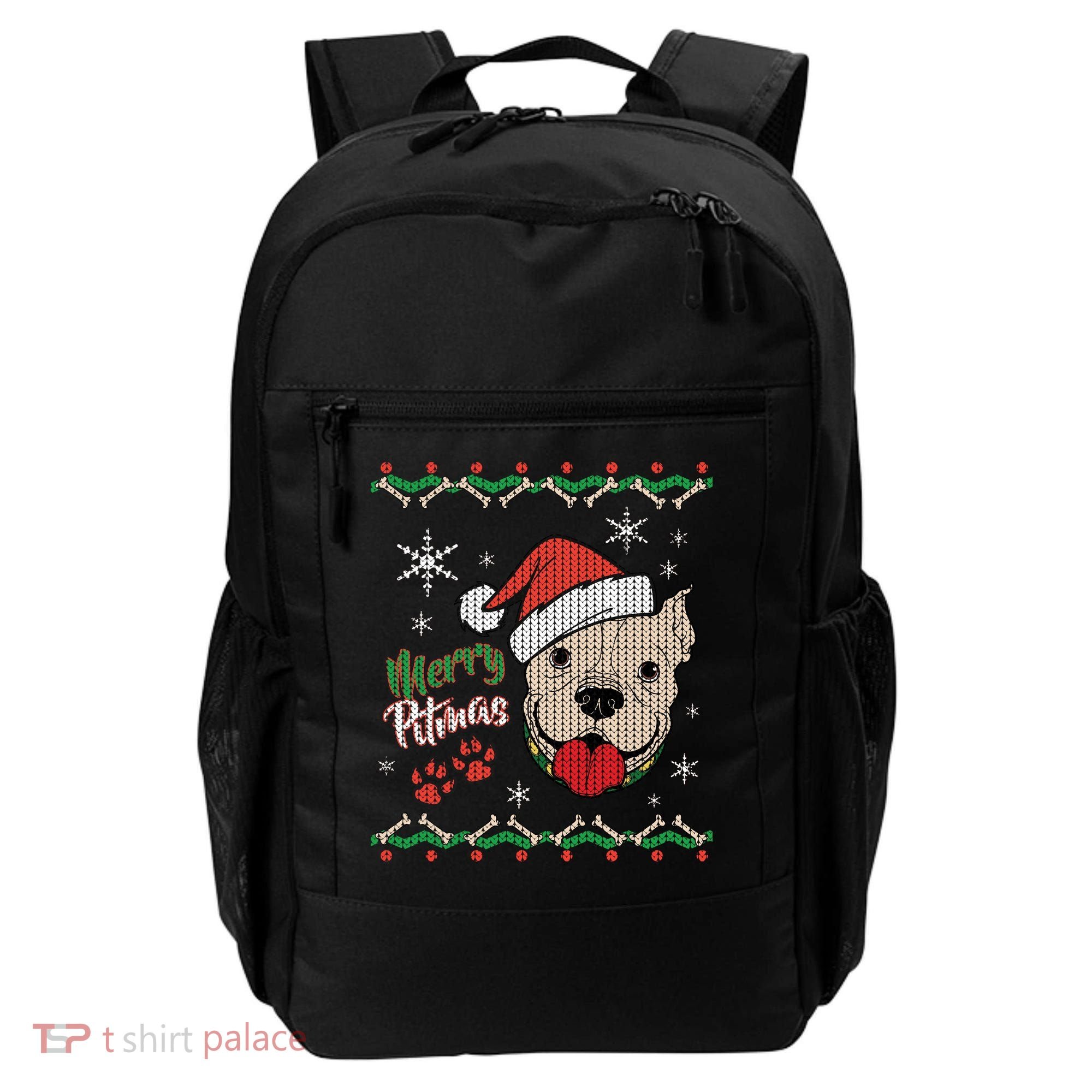 Merry Pitmas Ugly Christmas Sweater Backpack