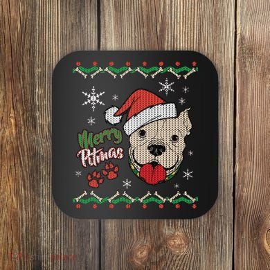 Merry Pitmas Ugly Christmas Sweater Coaster
