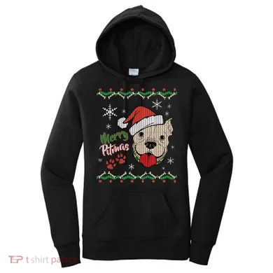 Merry Pitmas Ugly Christmas Sweater Women's Hoodie