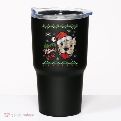 Merry Pitmas Ugly Christmas Sweater Tumbler