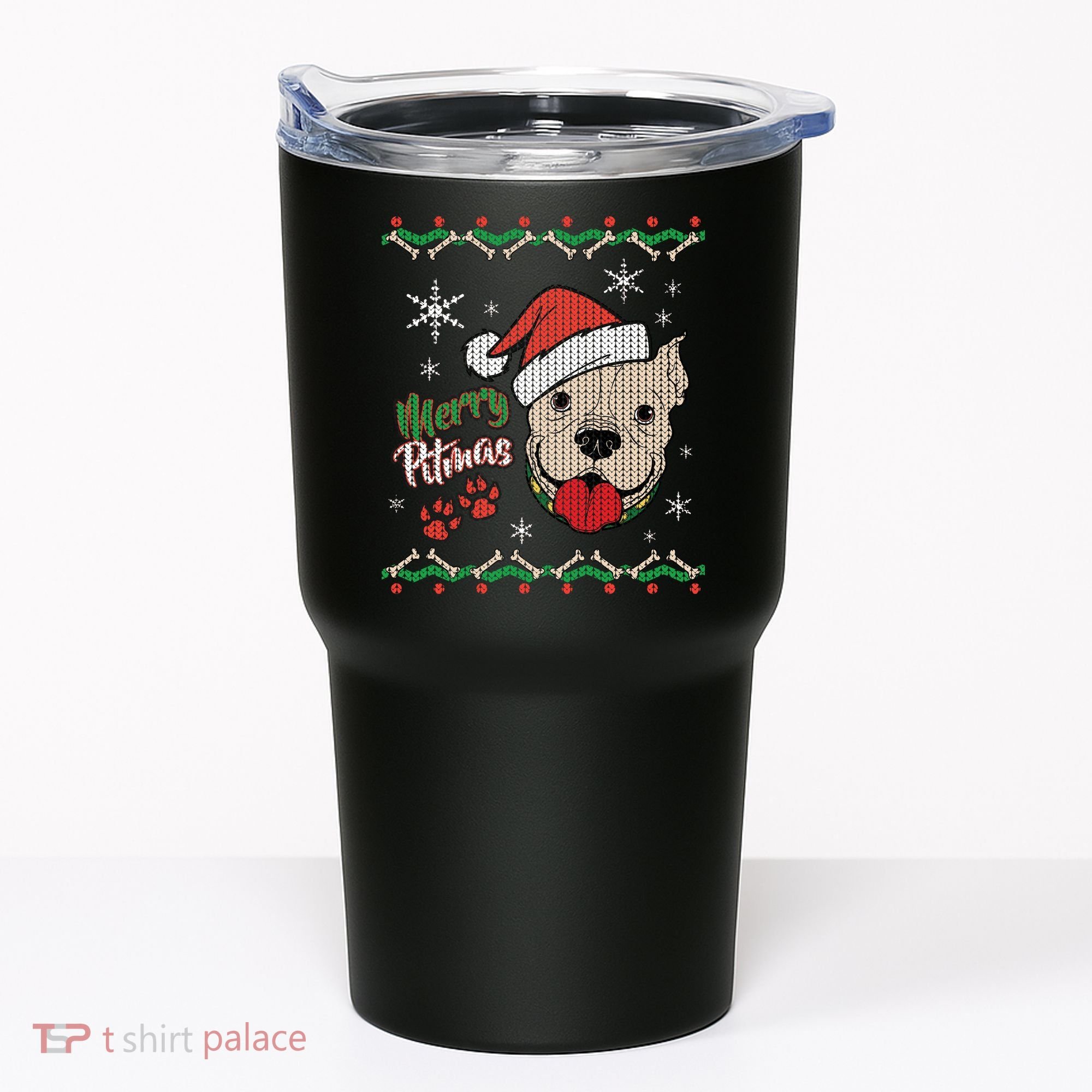 Merry Pitmas Ugly Christmas Sweater Tumbler