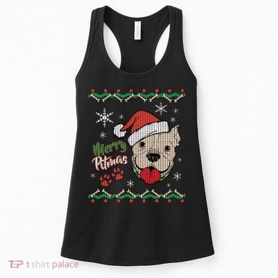 Merry Pitmas Ugly Christmas Sweater Women's Tank Top