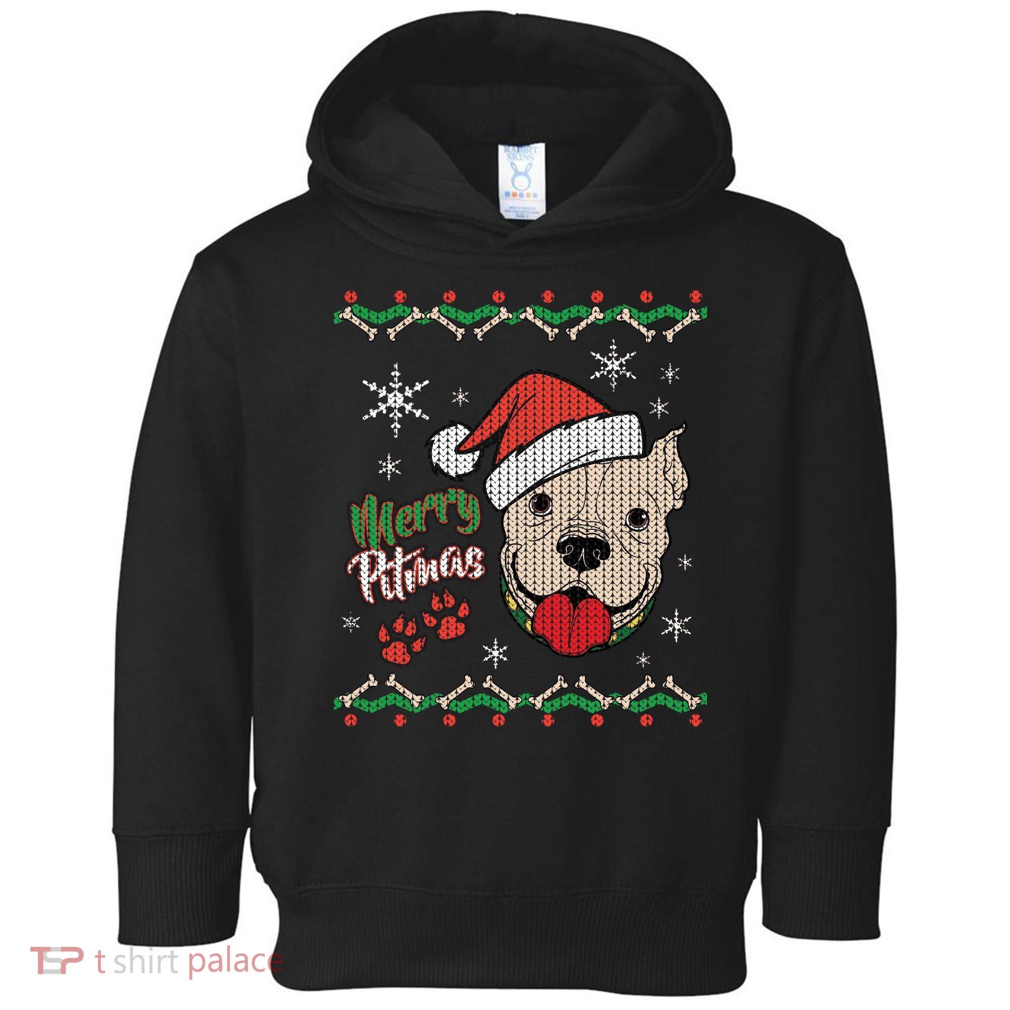 Merry Pitmas Ugly Christmas Sweater Toddler Hoodie