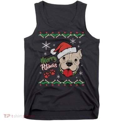 Merry Pitmas Ugly Christmas Sweater Tank Top