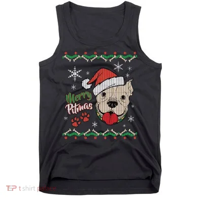 Merry Pitmas Ugly Christmas Sweater Tank Top