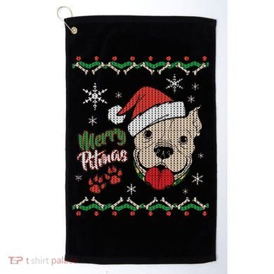 Merry Pitmas Ugly Christmas Sweater Golf Towel