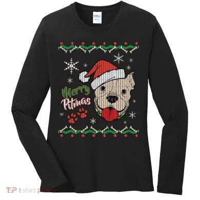 Merry Pitmas Ugly Christmas Sweater Women's Long Sleeve Shirt