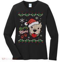 Merry Pitmas Ugly Christmas Sweater Women's Long Sleeve Shirt thumb 0