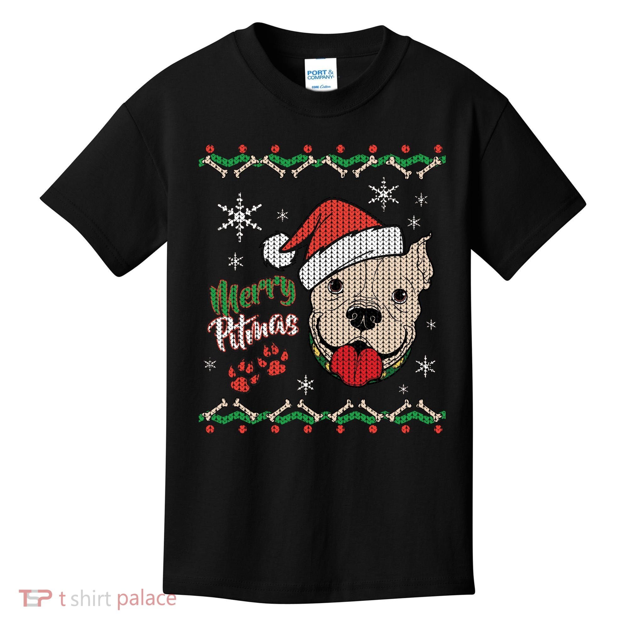 Merry Pitmas Ugly Christmas Sweater Kids T-Shirt