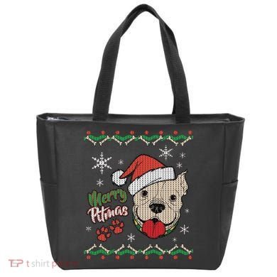 Merry Pitmas Ugly Christmas Sweater Tote Bag