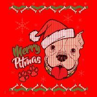 Merry Pitmas Ugly Christmas Sweater Santa Hat thumb 1