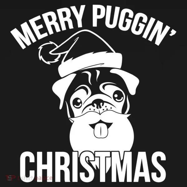 Merry Puggin Christmas Pug Bucket Hat