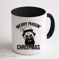 Merry Puggin Christmas Pug Coffee Mug thumb 1