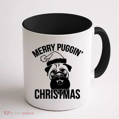 Merry Puggin Christmas Pug Coffee Mug back