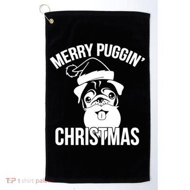 Merry Puggin Christmas Pug Golf Towel