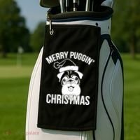 Merry Puggin Christmas Pug Golf Towel thumb 2