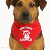 Merry Puggin Christmas Pug USA-Made Doggie Bandana thumb 1