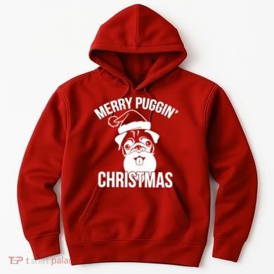 Merry Puggin Christmas Pug Hoodie