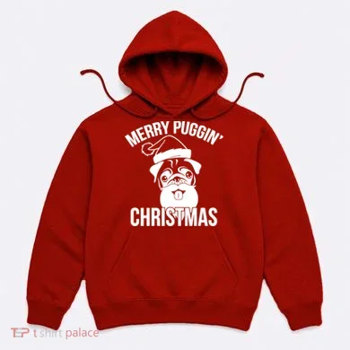 Merry Puggin Christmas Pug Hoodie