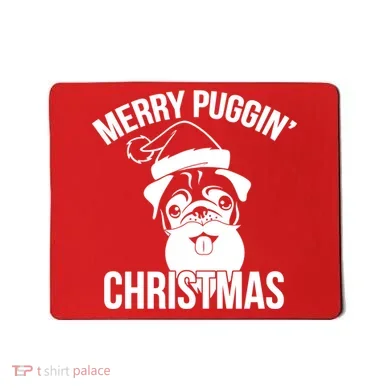 Merry Puggin Christmas Pug Mousepad