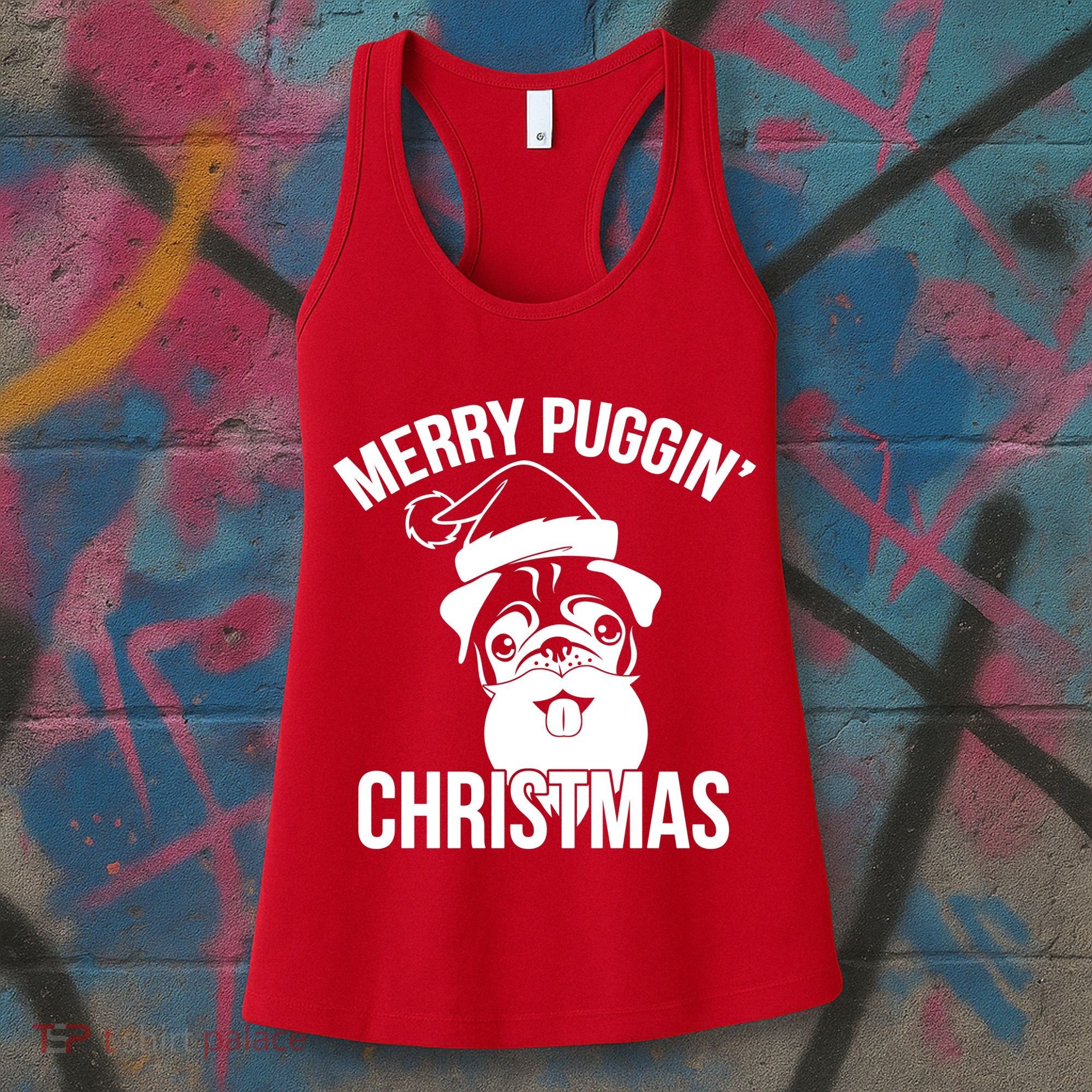 Merry Puggin Christmas Pug Women's Tank Top