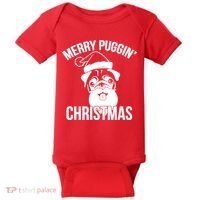 Merry Puggin Christmas Pug Baby Bodysuit thumb 0