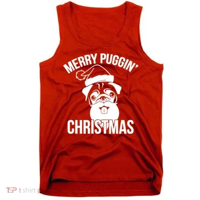 Merry Puggin Christmas Pug Tank Top