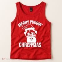 Merry Puggin Christmas Pug Tank Top thumb 2