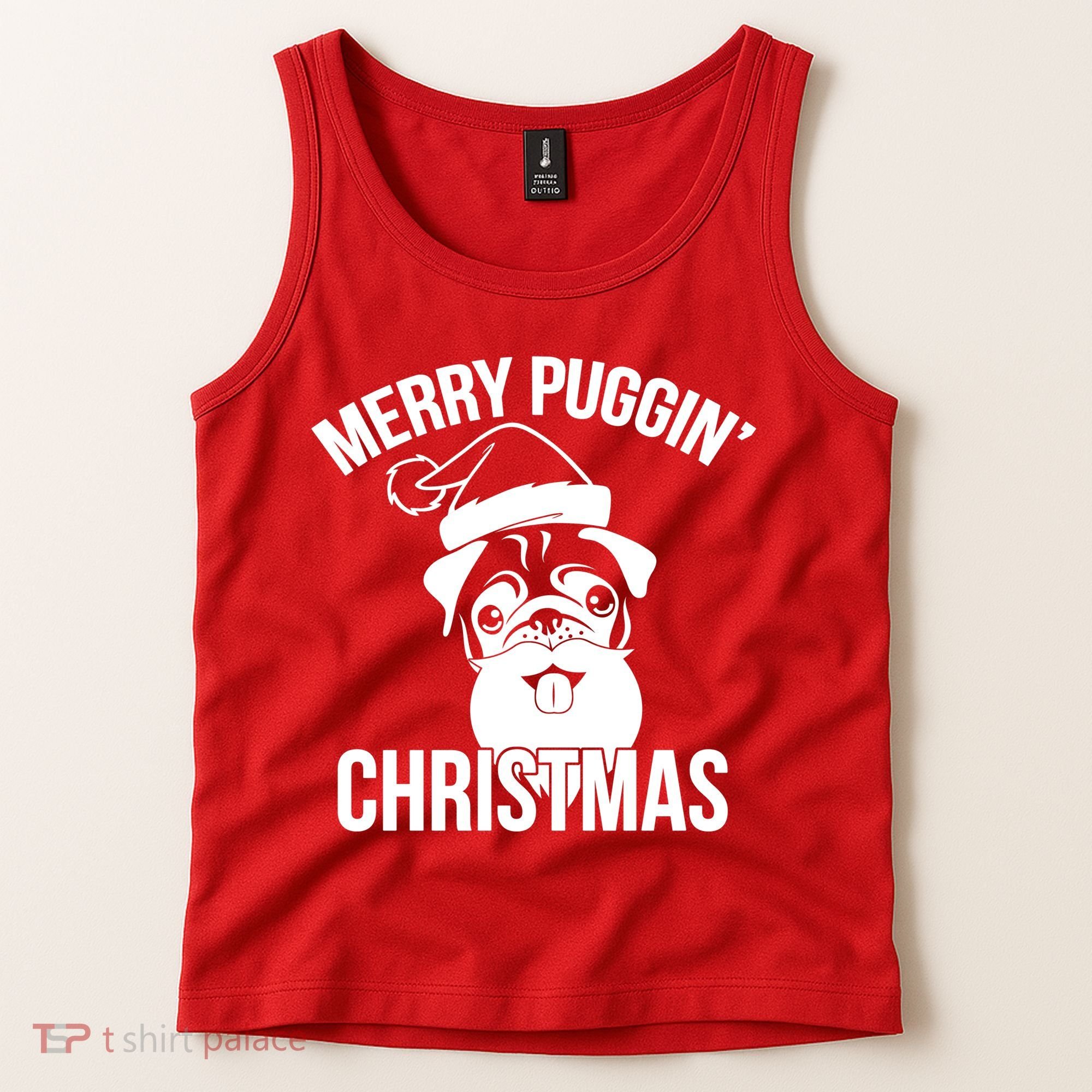 Merry Puggin Christmas Pug Tank Top
