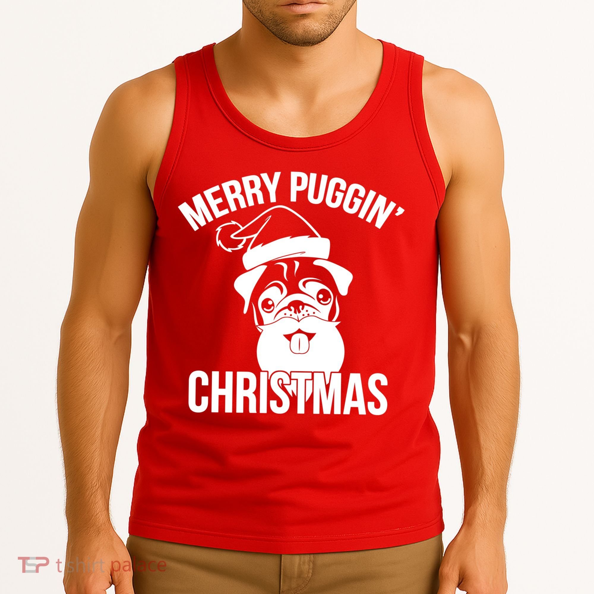Merry Puggin Christmas Pug Tank Top