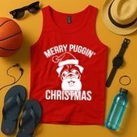 Merry Puggin Christmas Pug Tank Top thumb 4