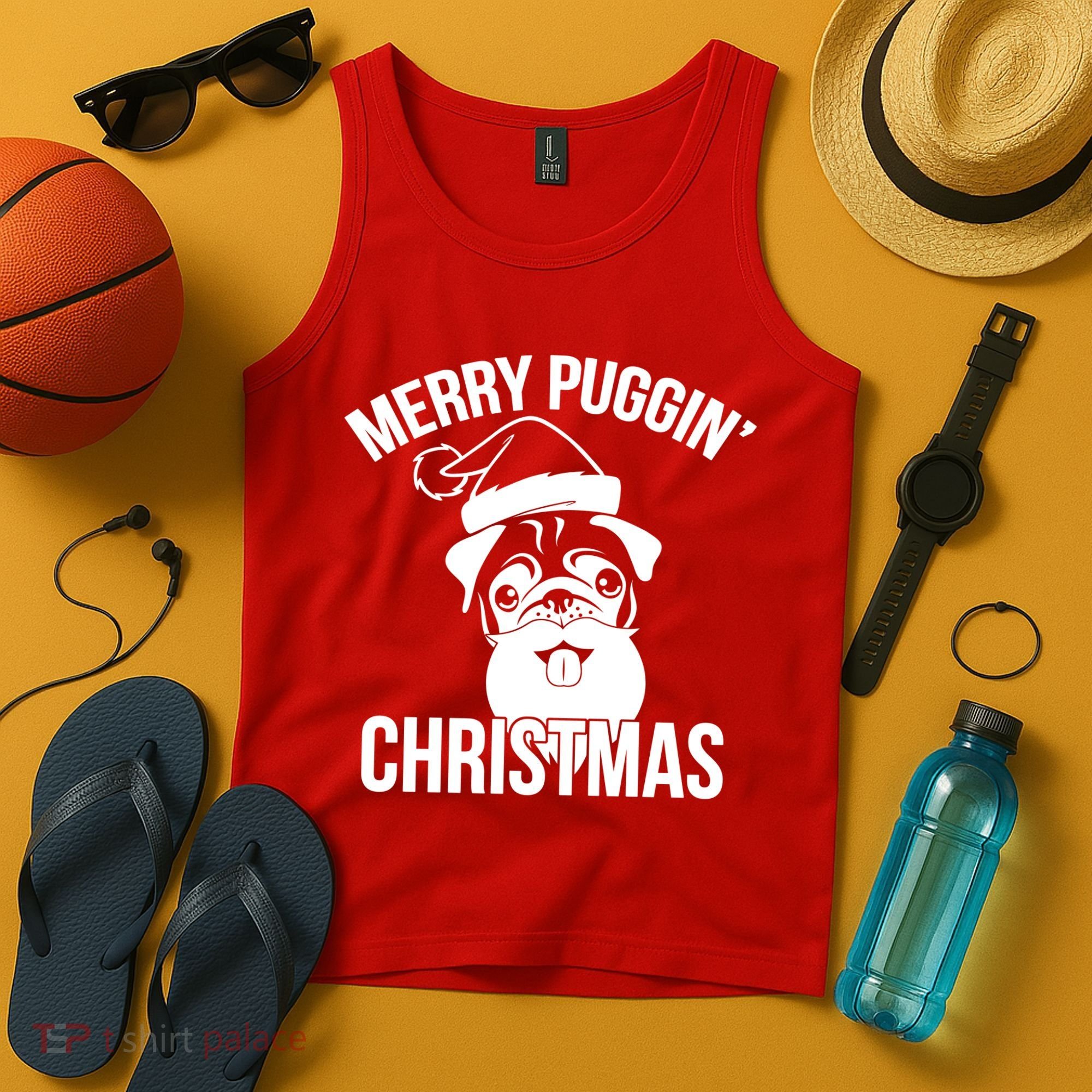 Merry Puggin Christmas Pug Tank Top