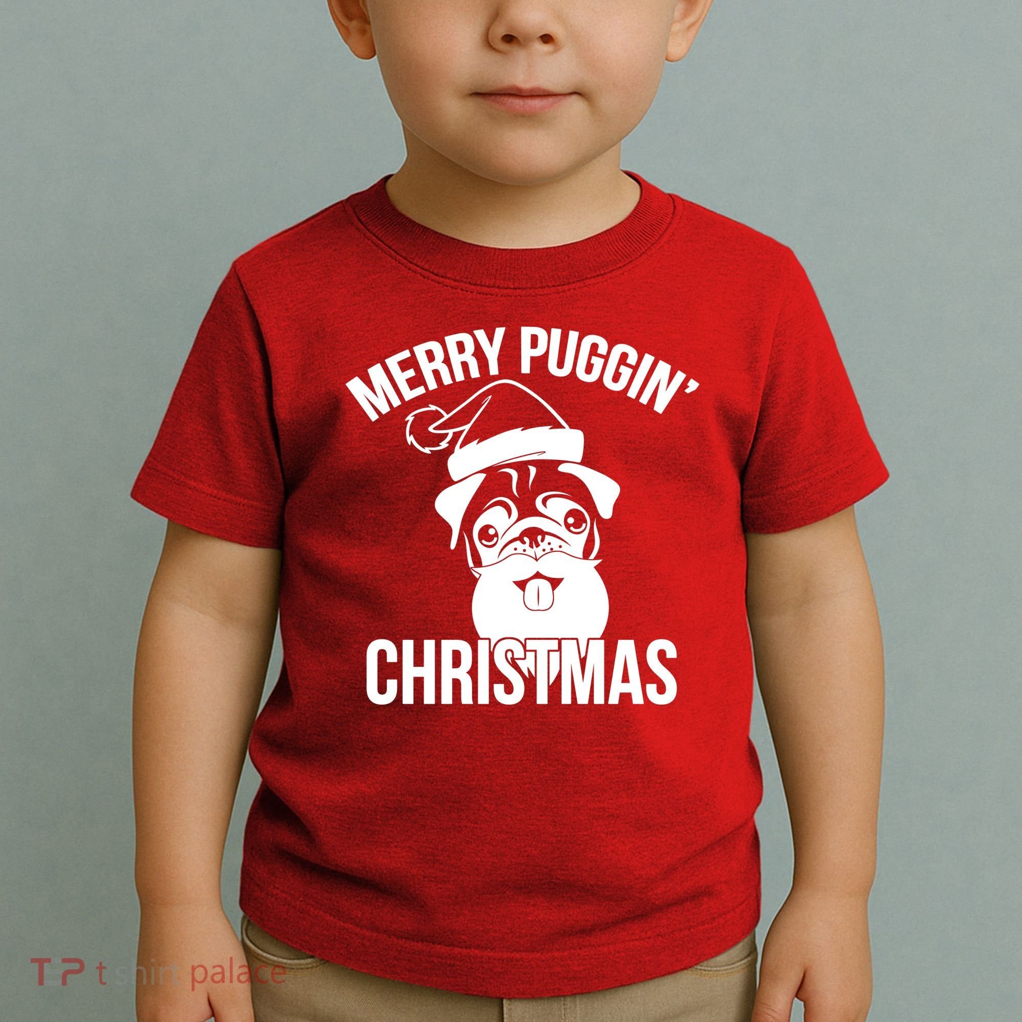 Merry Puggin Christmas Pug Toddler T-Shirt