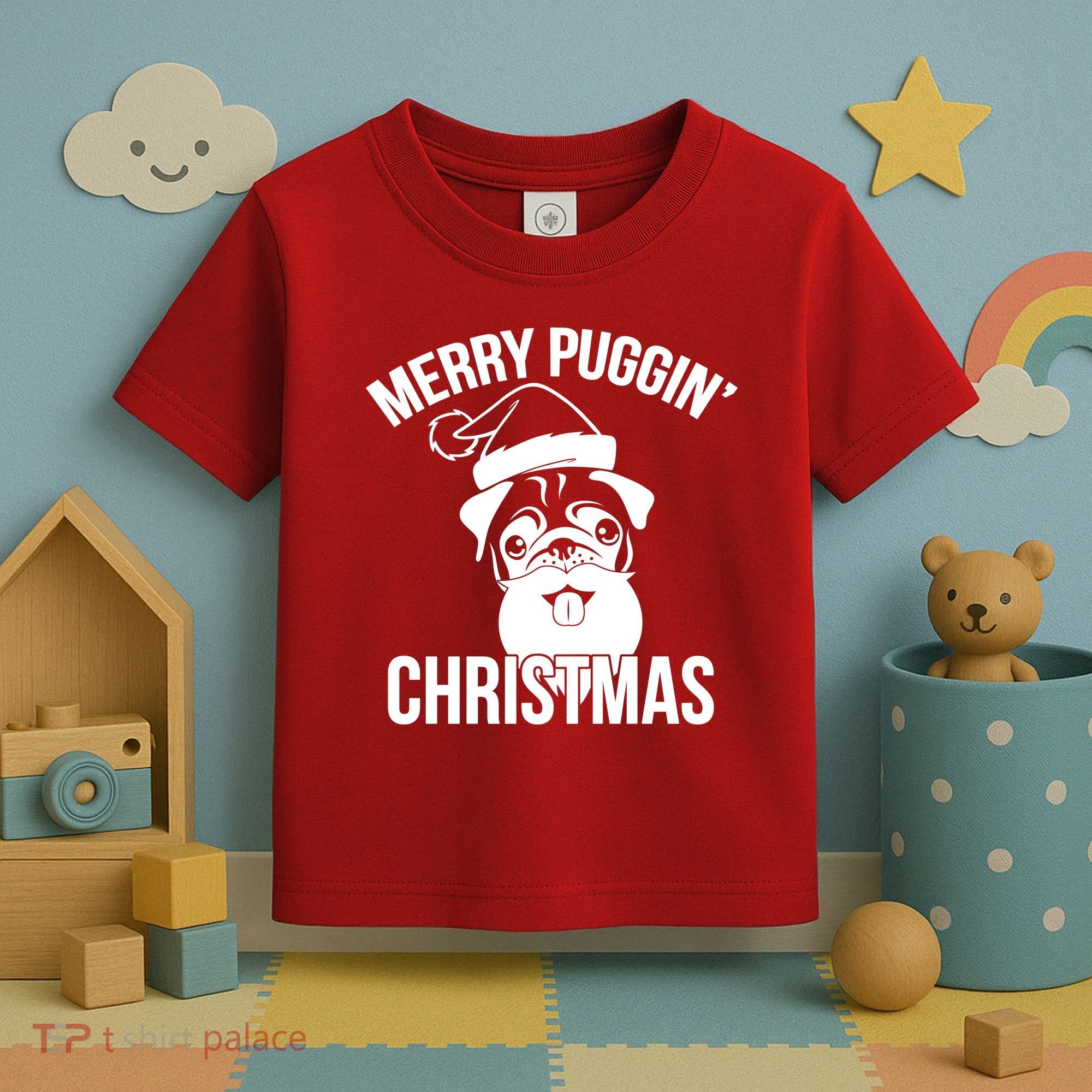 Merry Puggin Christmas Pug Toddler T-Shirt