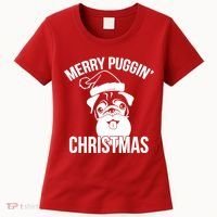 Merry Puggin Christmas Pug Women's T-Shirt thumb 0